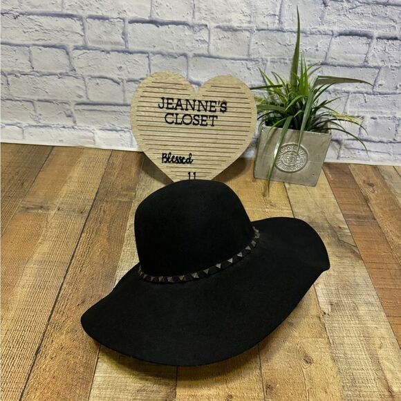 BROOKLYN HAT CO. BLACK WOOL STUDDED FLOPPY HAT main image 7